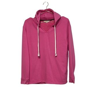 Boden Pink V Neck Hoodie Sweatshirt Long‎ Sleeve Cotton Blend Size S